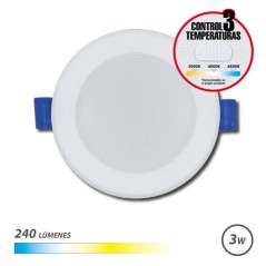 ✅ Downlight Circulaire Elbat 3W - 240Lm - Sélecteur 3 Températures - Couleur Blanc couleur Blanc en stock