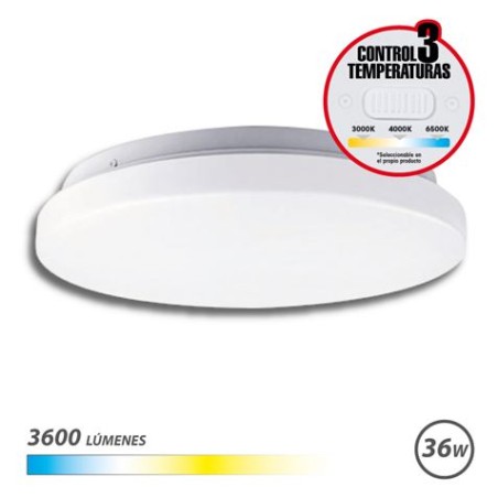 ✅ Plafonnier LED Rond Elbat 36W - 3600Lm - Sélecteur 3 Températures - Couleur Blanc couleur Blanc en stock