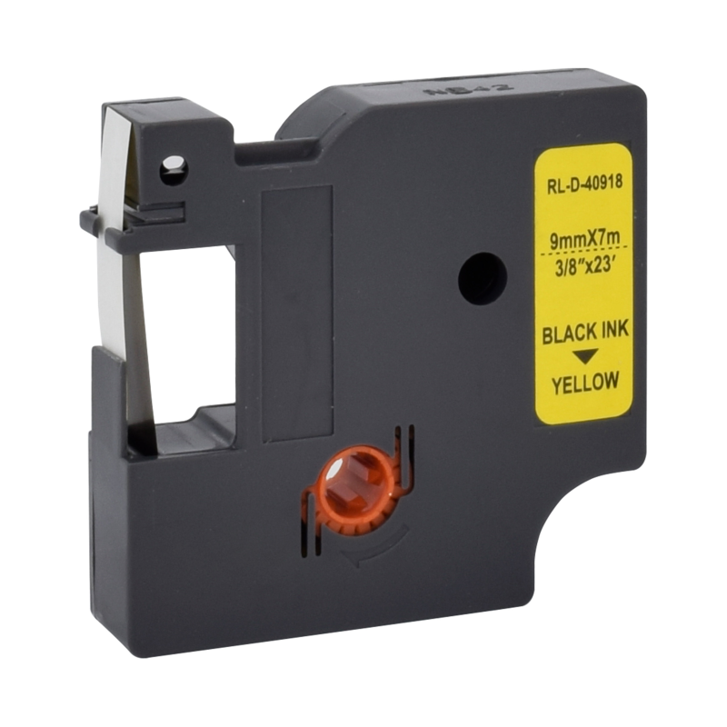 Ruban étiqueteuse compatible Dymo 40918 noir sur jaune 9mmx7m Ruban étiqueteuse compatible Dymo 40918 noir sur jaune 9mmx7m