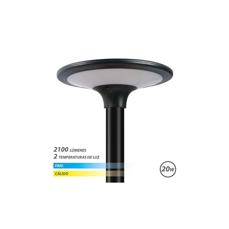 Lampadaire Solaire LED Elbat 20W 2100Lm 3000K/6000K - Couleur Noir