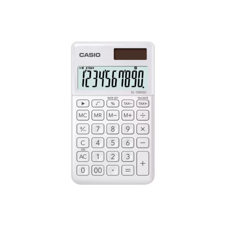 calculatrice blanche Casio écran incliné