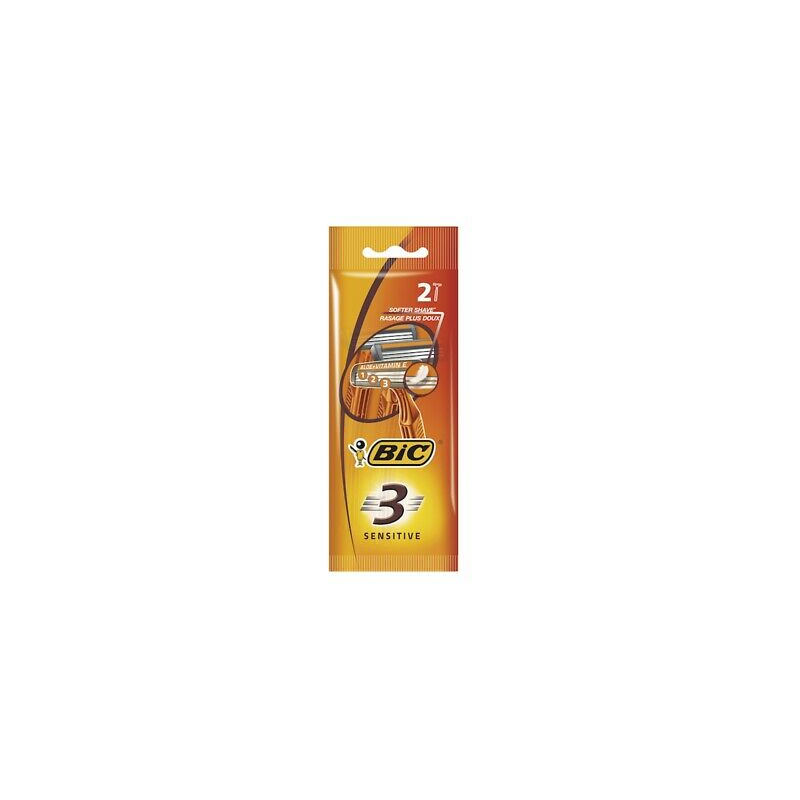Bic Sensitive 3 Pack de 2 Rasoirs Jetables 3 Lames - Bande Lubrifiante à l'Aloe Vera