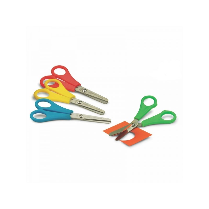 LOT de 10 Ciseaux scolaires Faibo 13 cm - Pointe ronde - Acier inoxydable - Couleurs assorties