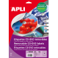 Apli Étiquettes CD/DVD Amovibles Mega Matte Taille 25 Feuilles I/L/C