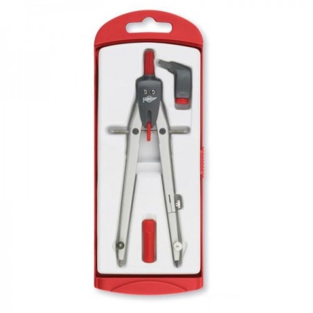 Faibo Présentoir de 6 Compas Scolaires avec Moustache - Adaptateur Universel - Comprend Tube de Plomb - Présenté dans un Étui