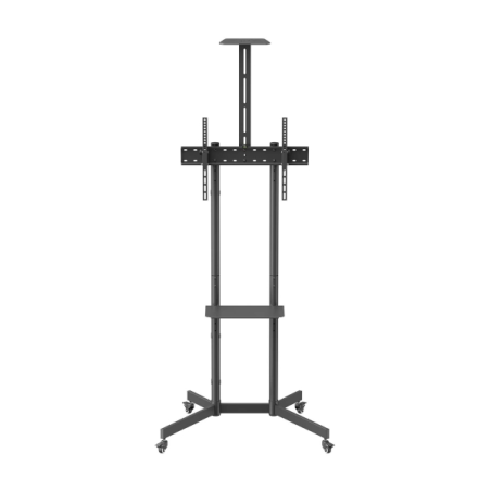 Support de sol Aisens ECO avec roulettes - Plateau DVD et support de caméra pour moniteur/téléviseur 45 kg de 37 à 70 - Noir