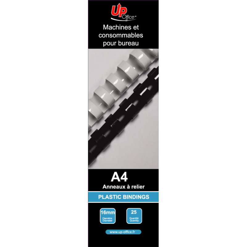 UP OFFICE Anneaux à relier 16 mm noir pack de 25 UP OFFICE Anneaux à relier 16 mm noir pack de 25