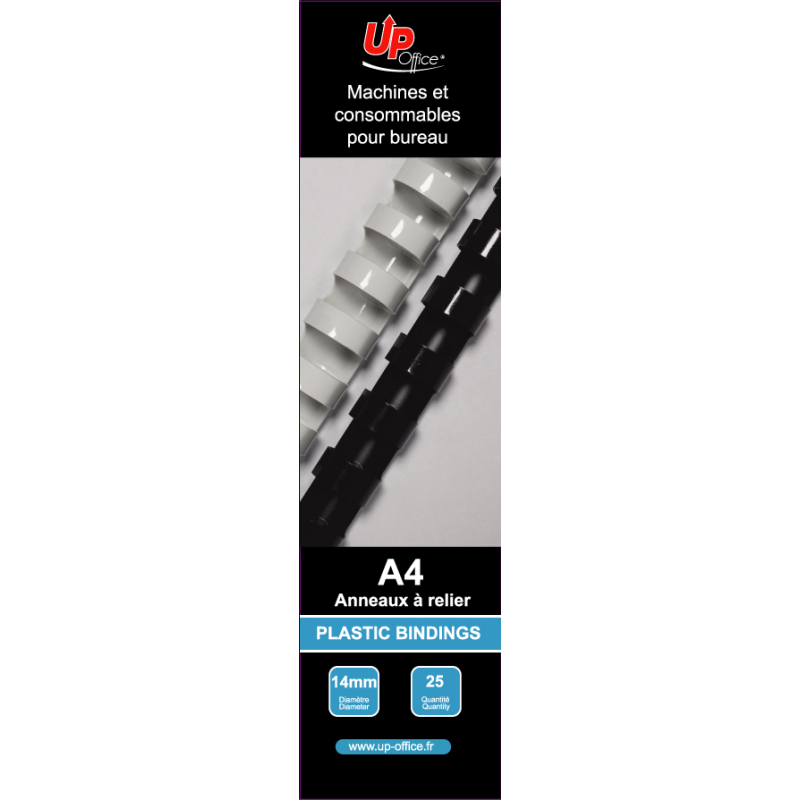 UP OFFICE Anneaux à relier 14 mm noir pack de 25