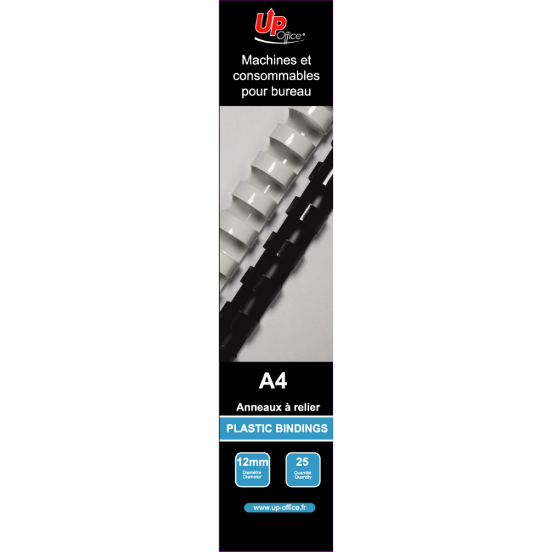 UP OFFICE Anneaux à relier 12 mm noir pack de 25 UP OFFICE Anneaux à relier 12 mm noir pack de 25