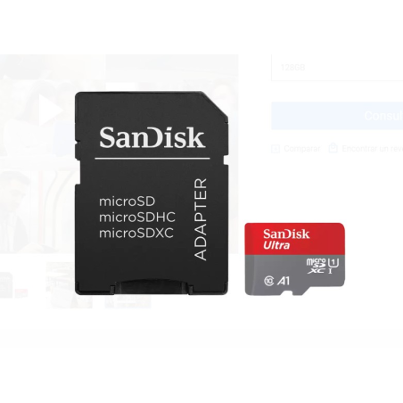 Carte Sandisk Ultra Micro SDXC 128 Go UHS-I A1 Classe 10 avec adaptateur