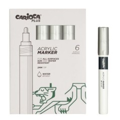 ✅ Carioca Plus Pack de 6 marqueurs acryliques - Pointe 2 mm - Couleur Argent couleur Plata en stock