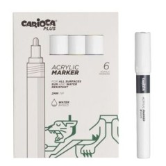✅ Carioca Plus Pack de 6 Marqueurs Acryliques - Pointe 2 mm - Couleur Blanc couleur Blanc en stock