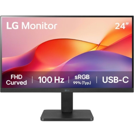 Moniteur LG 23,8" incurvé 1500R VA FullHD 100 Hz HDR 10 - Réponse 5 ms - 16:9 - HDMI, USB-C - VESA 100 x 100 mm