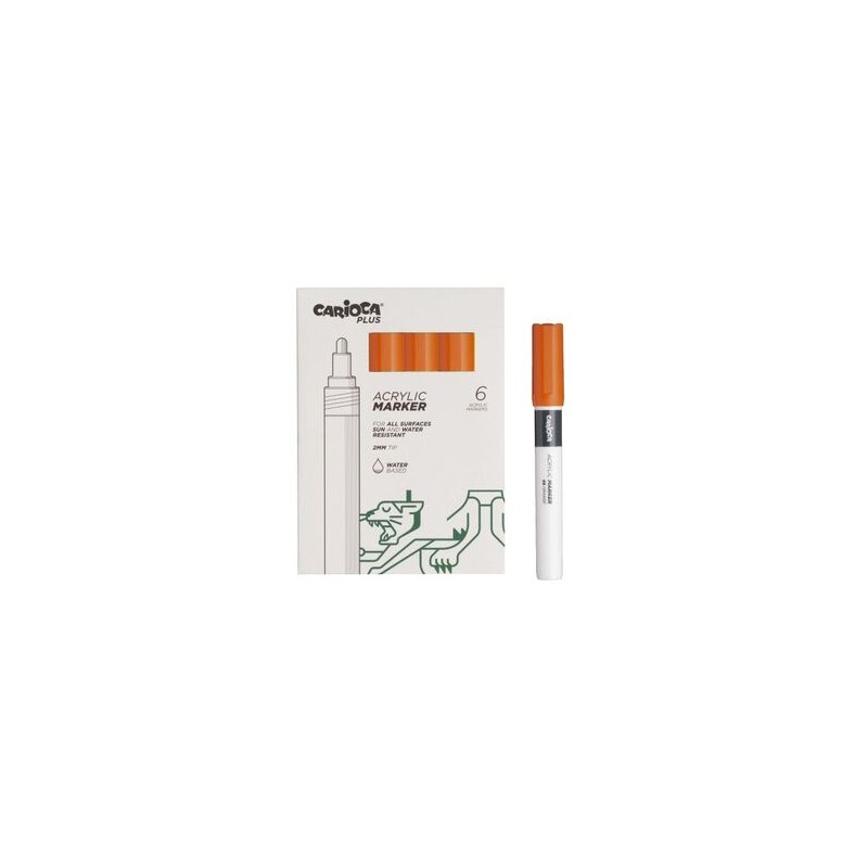 Carioca Plus Pack de 6 marqueurs acryliques - Pointe 2 mm - Couleur Orange