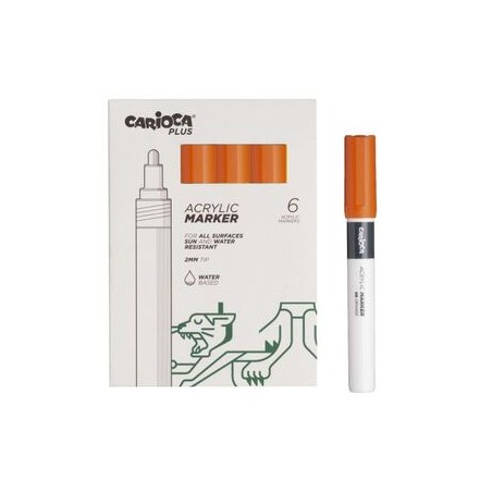 ✅ Carioca Plus Pack de 6 marqueurs acryliques - Pointe 2 mm - Couleur Orange couleur orange en stock