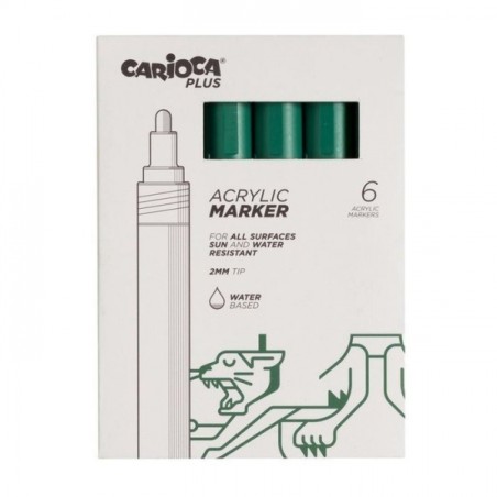 ✅ Carioca Plus Pack de 6 Marqueurs Acryliques - Pointe 2 mm - Couleur Vert couleur vert en stock