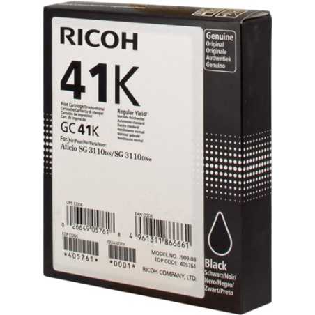 ✅ Ricoh cartouche gel encre GC-41BK noir couleur Noir en stock