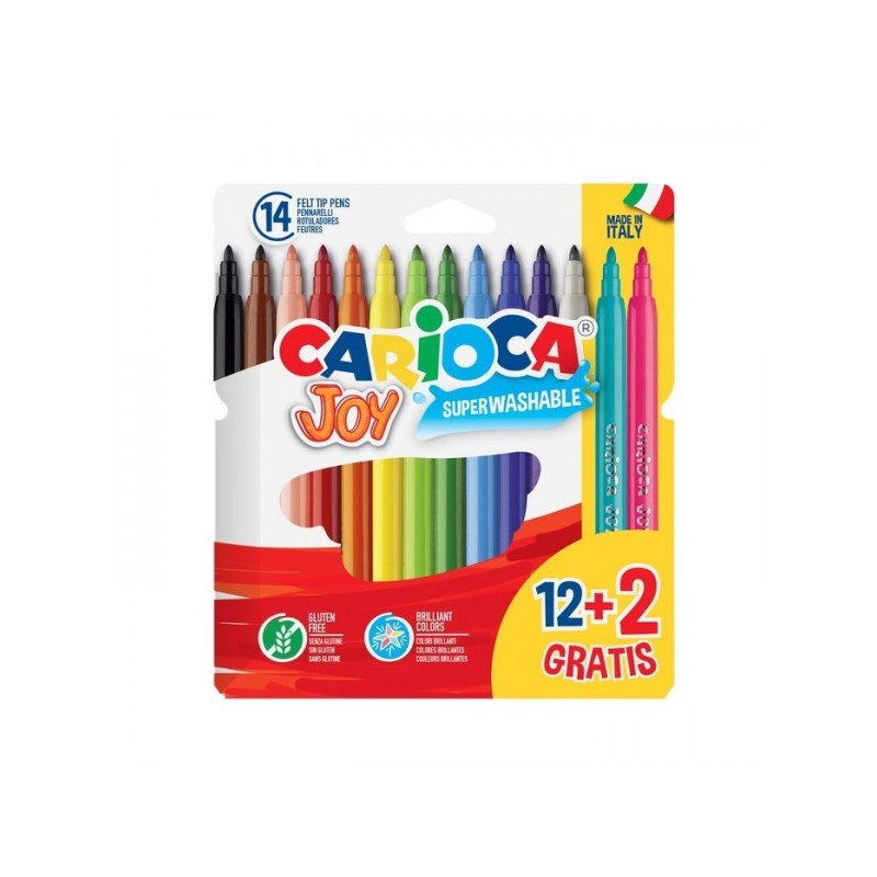 Carioca Joy Pack de 12 Feutres + 2 Offerts - Couleurs Assorties