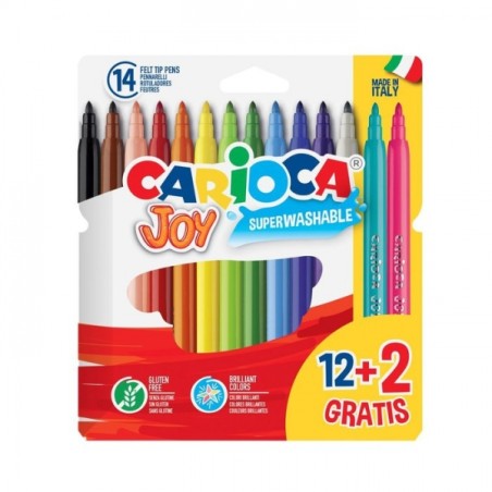 ✅ Carioca Joy Pack de 12 Feutres + 2 Offerts - Couleurs Assorties couleur Surtido en stock