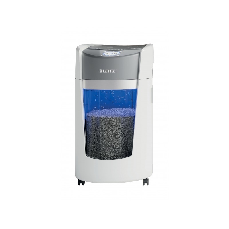 Destructeur de papier Leitz IQ OptiMax Office DIN P5 - Détruit jusqu'à 10 feuilles - Poubelle 35 L avec technologie Spin