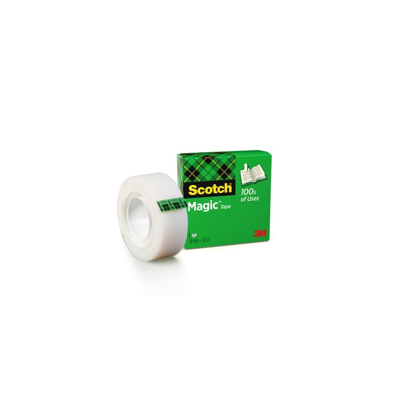 Scotch Magic Tape Ruban adhésif invisible 19 mm x 33 m - Finition mate invisible - Parfait pour l'étiquetage - Facile à