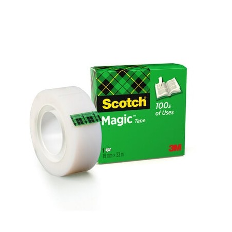 ✅ Scotch Magic Tape Ruban adhésif invisible 19 mm x 33 m - Finition mate invisible - Parfait pour l'étiquetage en stock