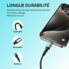 Braided black USB-C charging cable