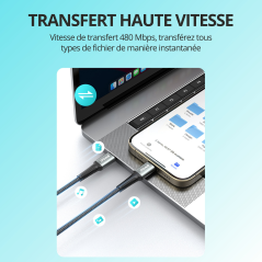 Braided USB-C cable with connectors