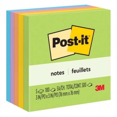 ✅ Bloc Post-it de 500 notes autocollantes amovibles Ultra Color 76x76 mm - Papier certifié PEFC - Couleurs asso en stock