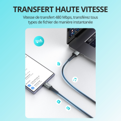 BWOO Câble USB vers USB‑C X288C 1 m Noir – Rapide et durable