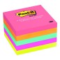 Bloc Post-it de 500 Feuillets Adhésifs Amovibles Couleurs Néon 76x76 mm - Papier certifié PEFC - Couleurs Assorties