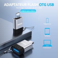 BWOO Adaptateur BZ-35 Type C vers USB - Gris