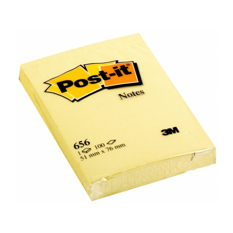 Bloc Post-it de 100 Notes Autocollantes Amovibles Jaune Canari 51x76 mm - Papier certifié PEFC - 7100172750 - Couleur Jaune