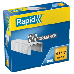 ✅ Rapid Strong Boite de 1000 Agrafes 23/17 - De 110 à 140 Feuilles - Fil Renforcé Galvanisé - Broche 17mm cou en stock