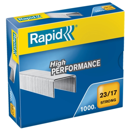 ✅ Rapid Strong Boite de 1000 Agrafes 23/17 - De 110 à 140 Feuilles - Fil Renforcé Galvanisé - Broche 17mm cou en stock