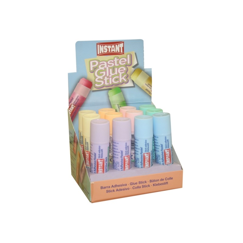 LOT de 12 Bâton de Colle Pastel Instantanée 20grs - Convient aux Enfants et/ou Usage Domestique - Lavable - Sans Solvant