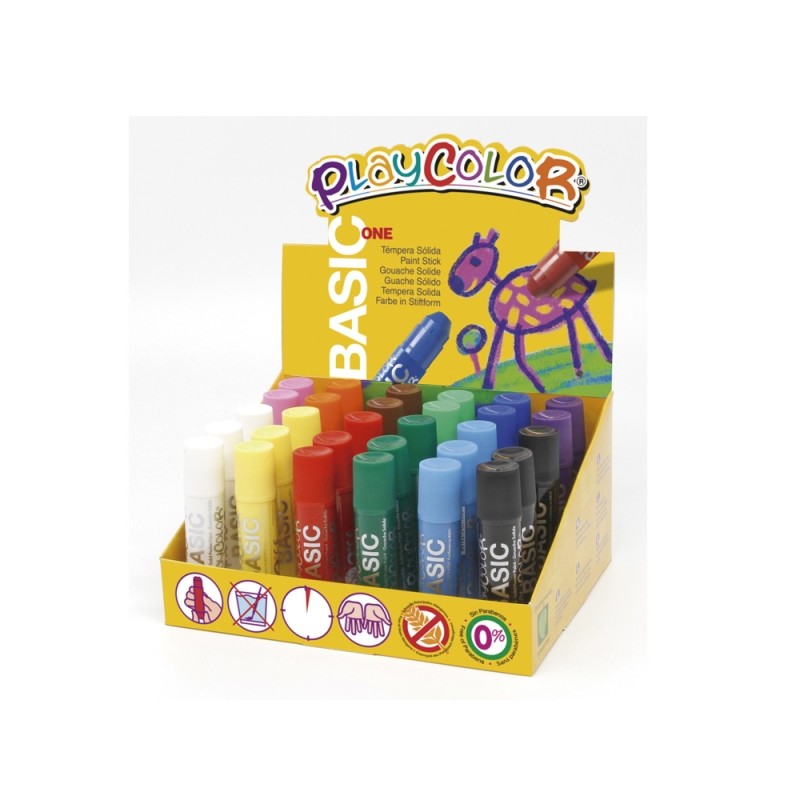 PlayColor Basic One Display de 30 couleurs unies - Elles ne froissent pas le papier - Elles n'ont pas besoin d'eau - Spéciales