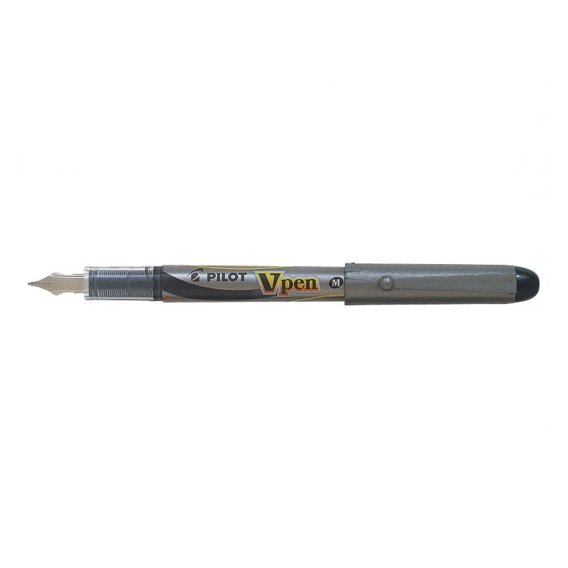 Stylo plume jetable Pilot V-Pen 0,5 mm noir argenté Stylo plume jetable Pilot V-Pen 0,5 mm noir argenté