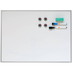 Nobo Petit tableau blanc magnétique avec cadre en aluminium 585 x 430 mm - Effaçable à sec - Blocs adhésifs - Idéal pour les