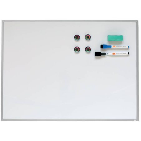 Nobo Petit tableau blanc magnétique avec cadre en aluminium 585 x 430 mm - Effaçable à sec - Blocs adhésifs - Idéal pour les