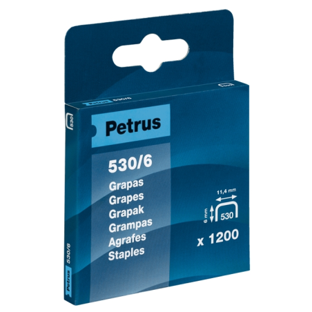✅ Petrus Boite de 1200 Agrafes Cuivre 530/6 pour Cloueuse - Goupille 6mm couleur Cobre en stock