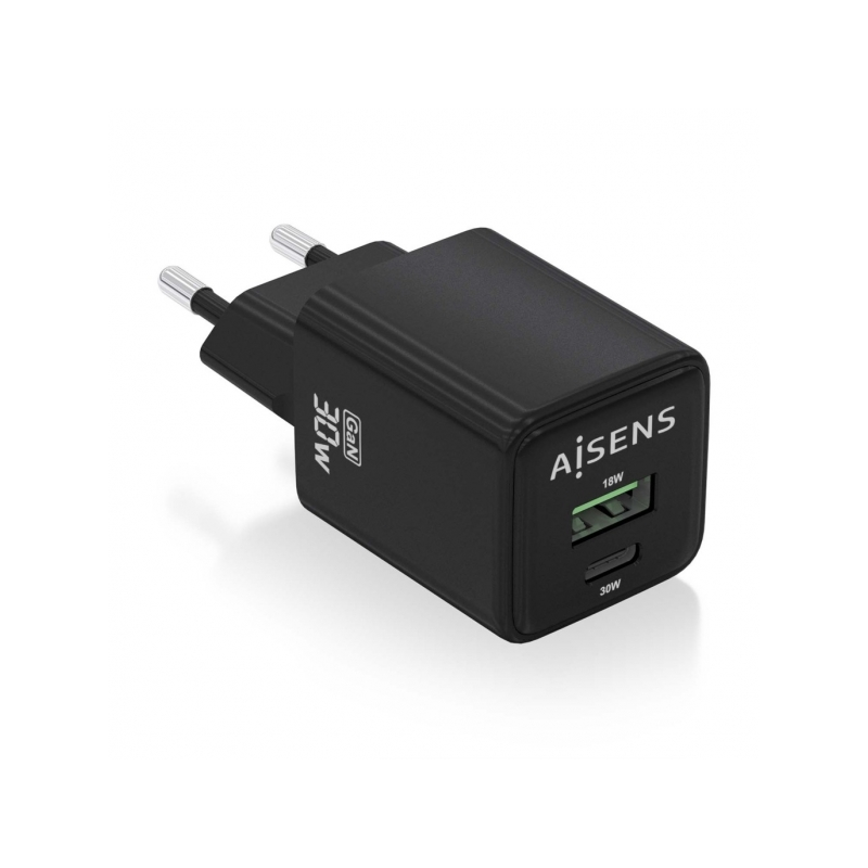 Aisens Gan USB-C Chargeur 30W - Haute efficacité énergétique - Technologie AI pour une charge rapide - Multiples protections de