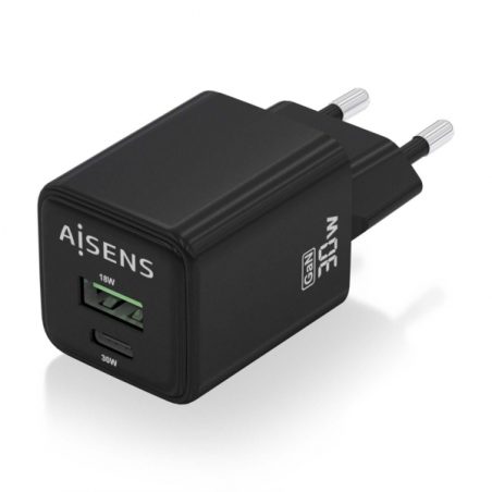 Aisens Gan USB-C Chargeur 30W - Haute efficacité énergétique - Technologie AI pour une charge rapide - Multiples protections de