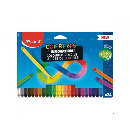 ✅ Maped Color'Peps Infinity Pack de 24 Crayons de Couleur Longue Tenue - Entièrement en Mine - Couleurs Assorti en stock