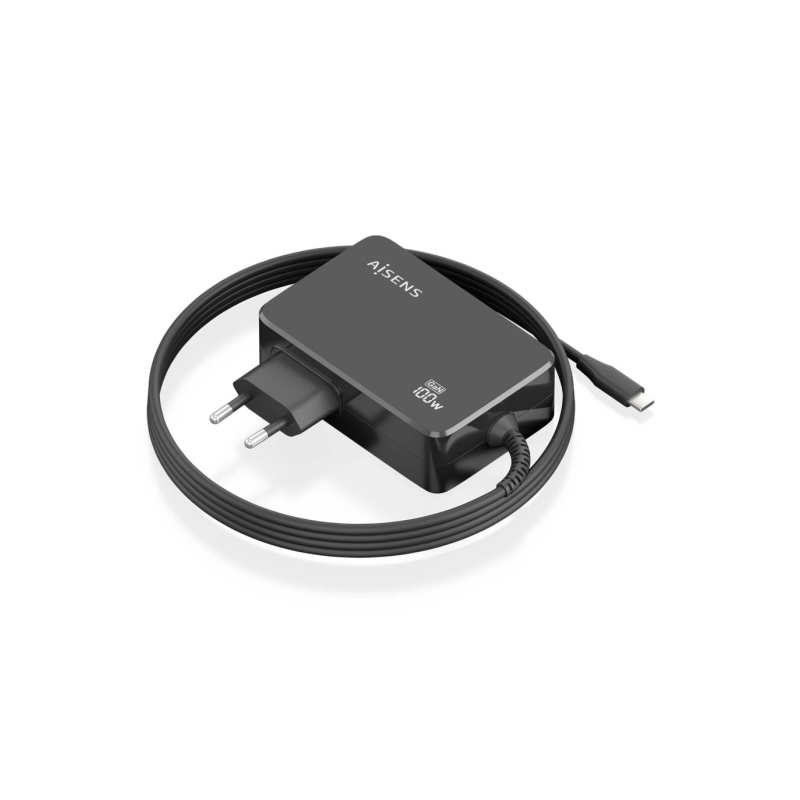 Chargeur pour ordinateur portable Aisens GaN USB-C/PD 100 W PD3.0 - Câble de 1,80 m - Noir