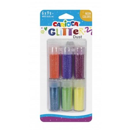 ✅ Carioca Glitter Dust Pack de 6 couleurs - Colle incluse - Idéal pour les surfaces sombres - Parfait pour les en stock