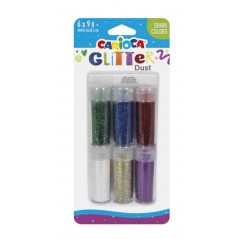 ✅ Carioca Glitter Dust Pack de 6 couleurs - Colle incluse - Idéal pour les surfaces sombres - Parfait pour les en stock