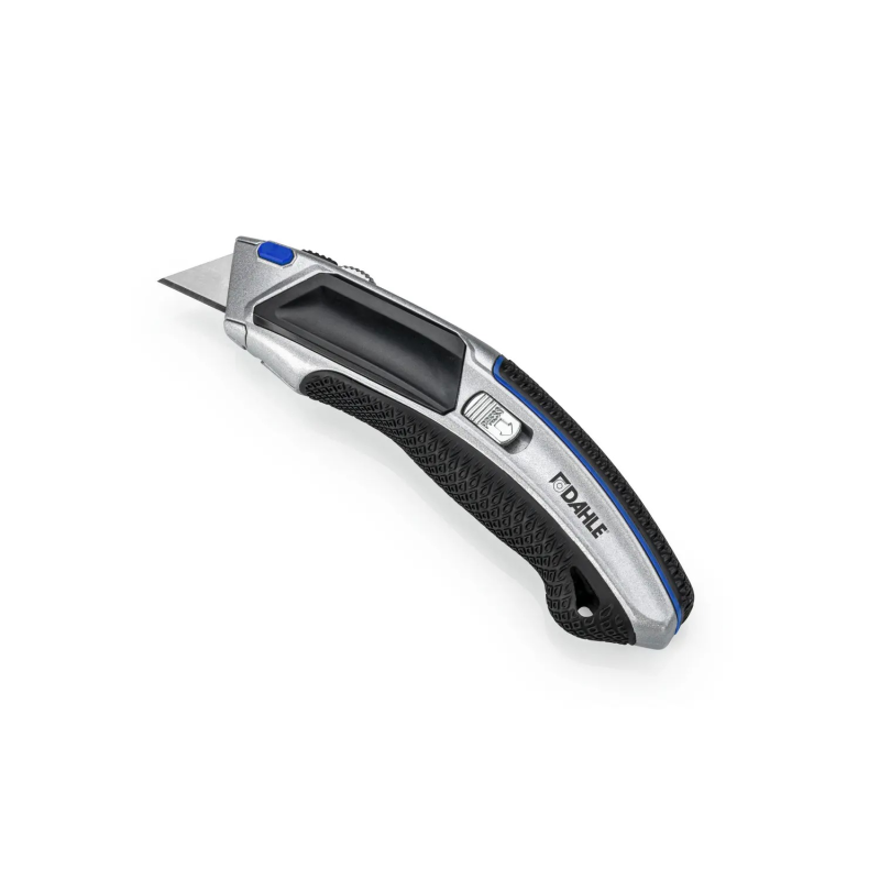 Dahle 10891 Couteau Professionnel Robuste avec Lame Trapézoïdale en Acier au Carbone SK5 - Guide Automatique - Corps en Métal