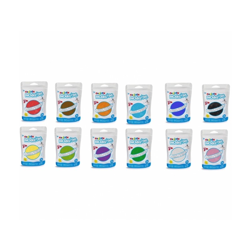 Carioca Modelight Pack de 12 Pâtes de Moulage Super Légères - Elastiques et Malléables - Sèchent à l'Air - Ne salissent pas les