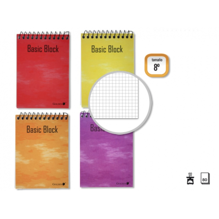 ✅ LOT de 10 Carnet d'Or TN 8º 80 Feuilles Grille Paysage - Spirale Supérieure - Couverture Plastifiée - Marge en stock